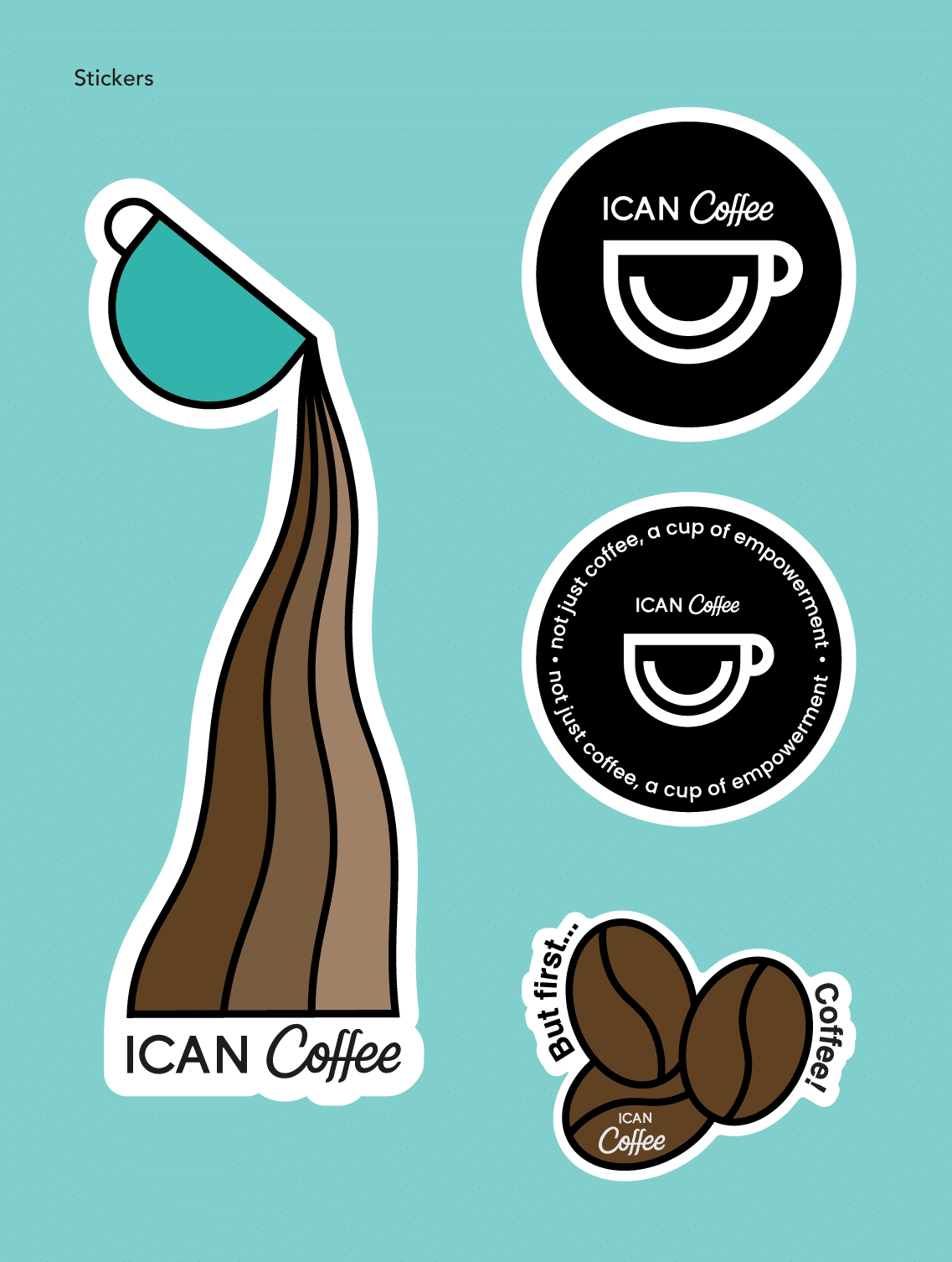 Stickers ICAN Coffee by Stellen Design Hospitality Branding Firm Specializing in Logo Design for Restaurants in Los Angeles California